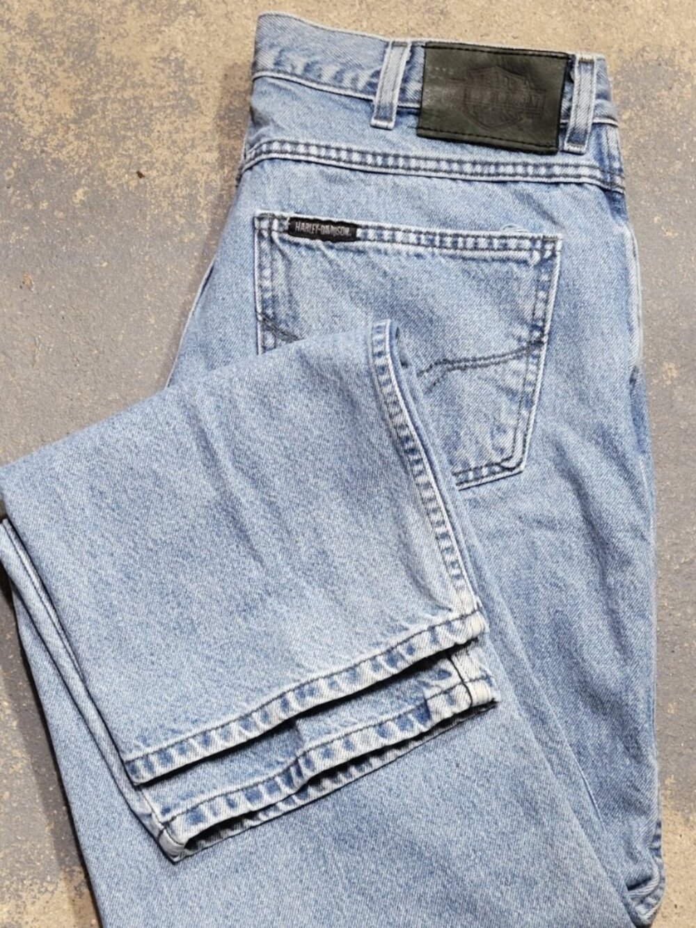 Vtg Harley Davidson High Rise Jeans Size 16R Light Wash Motorcyle Biker Classic